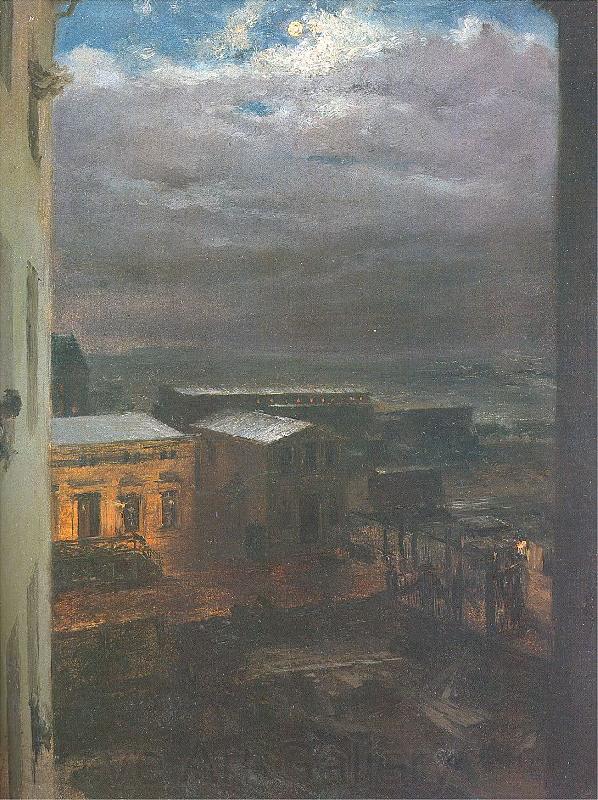 Adolph von Menzel The Anhalter Railway Station by Moonlight Germany oil painting art